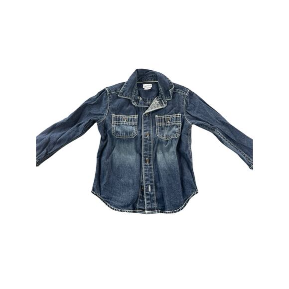 Carters Boys Blue Denim Long Sleeve Button Down Shirt Size 3T Toddler - Picture 1 of 4